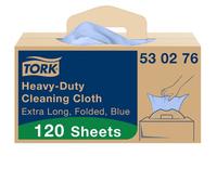 Tork Heavy-Duty Cleaning Cloth W7 – Blue, One-at-a-Time Dispensing, 120 cloths (530276)