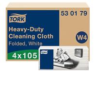 Tork Heavy-Duty Cleaning Cloth White W4, Multipurpose, 4 x 105 Cloths, 530179