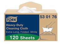 Tork Heavy-Duty Cleaning Cloth White W7, One-at-a-Time Dispensing, 1 x 120 Cloths, 530176