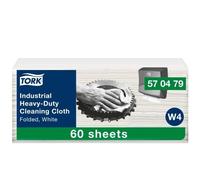 Tork Heavy-Duty Industrial Cleaning Cloth White W4, Multipurpose, 60 Cloths, 570479
