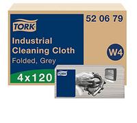 Tork Industrial Cleaning Cloth Grey W4, Flexible and Soft, 4 x 120 cloths, 520679