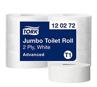 Tork Jumbo Two Ply Toilet Paper Rolls Compatible with T1 Jumbo Toilet System, Pack of 6 Rolls (6 x 1800 Sheets)
