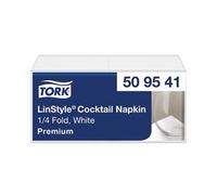 Tork LinStyle White Cocktail Napkin, 1/4 fold, Durable, 24 x 24cm, 1 x 100 Napkins, 509541