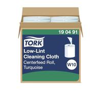 Tork Low-Lint Cleaning Cloth Refill Turquoise W10, Solvent Suitable, 4 x 200 Cloths, 190491