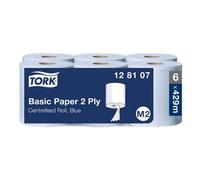 Tork M2 Blue Centrefeed 2 Ply Wiping Paper 6 Rolls X 150M 429 Sheets Per Roll Strong & Absorbent Cleaning Paper