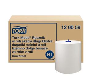 Tork Matic® Extra Long Paper Hand Towels White H1, Universal, Economical, 6 Rolls x 280m, 120059