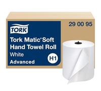 Tork Matic Soft Hand Towel Roll, White, Advanced, H1, Long-Lasting, High Absorbency, High Capacity, 1-Ply, 6 Rolls x 900 ft, 290095