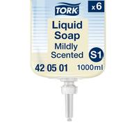 Tork Mildly Scented Liquid Soap S1, Fresh Scent, 6 x 1000ml, 420501