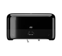 Tork Mini Jumbo 2-Roll Toilet Paper Dispenser Black T2, 555568 | Enclosed, Elevation Range, Black