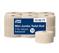 Tork Mini Jumbo 2-Ply Toilet Roll Advanced 170m Natural (Pack of 12) 120377