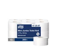 Tork Mini Jumbo White 2 Ply Toilet Roll 200m (1 x 12)