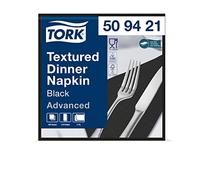 Tork Napkin Textured Dinner (WxL: 9.7 cm x 19.5 cm) 12 x 100 Sheets 509421 | 1/8 Folded / 2 Ply Advanced Unprinted Serviette in Black Black