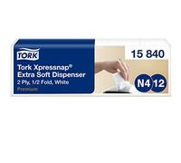 Tork 15840 Xpressnap Extra Soft Napkins N4 / Suitable for N4 Interfold Napkin System Dispensers/White / 2-Ply / 8 x 500 (10.7 x 16.5 cm)