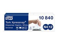 Tork Napkins Xpressnap N4 Dispensers 10840 | 1-Ply / 8 x 1125 (10.7 x 16.5 cm) White Suitable for N4 Interfold Napkin System