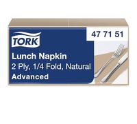 Tork Natural Lunch Napkin, 1/4 Fold 2-ply, 32 cm x 32 cm, 10 x 200 Napkins, 477151