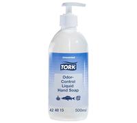 Tork Odor-Control Liquid Hand Wash, Gentle, Fragrance-Free, 1 x 500 ml Bottles (424015)