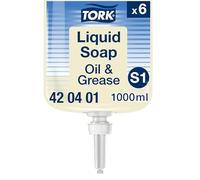 Tork Oil and Grease Liquid Soap S1, Dermatologically Tested, 6 x 1000ml, 420401