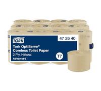 Tork OptiServe Coreless Toilet Paper Natural T7, Advanced, 2 Ply, 24 x 820 Sheets, 472640