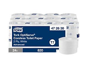 Tork OptiServe Toilet Paper Rolls 2 Ply Coreless 472630 24 Rolls of 820 Sheets