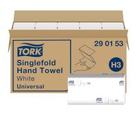 Tork Singlefold Paper Hand Towels White H3, Universal, Economical, 15 x 300 Sheets, 290153