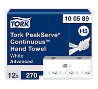 Tork Peakserve Advanced Paper Hand Towels H5 White 1 Ply 100589 270 Sheets Pack of 12