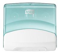 Tork Performance 654000 W4 Folded Wiper Dispenser Plastic Lockable Manual Turquoise, White