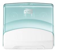 Tork Folded Wiper Dispenser White and Turquoise W4, Wall-Mounted, Performance Range, 654000