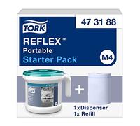 Tork Reflex Centrefeed Paper Towel and Dispenser White and Turquoise M4, Portable, 1 Pack, 473188