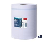 Tork 473480 Reflex Wiping Paper / 1 Ply Absorbent Advanced Paper Roll Suitable for Tork M4 Reflex Centrefeed System / Blue / 6 x 269.7m / Ø 18.5cm