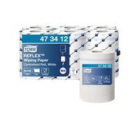 Tork 473412 Reflex Wiping Paper / 2 Ply Absorbent QuickDry Paper Roll Suitable for Tork M4 Reflex Centrefeed System / White / 6 x 113.9m / Ø 19cm