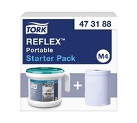 Tork Reflex Centrefeed Paper Towel and Dispenser White and Turquoise M4, Portable, 1 Pack, 473188