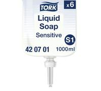 Tork Sensitive Liquid Soap Refill S1 Non Perfumed 1 Litre (Pack of 6) 420701
