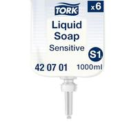 Tork Sensitive Liquid Soap S1, Dermatologically Tested, 6 x 1000ml, 420701