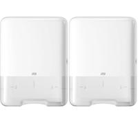 Tork Singlefold/C-Fold Hand Towel Dispenser 553000 - H3 Paper Towel Dispenser - Slim, One-at-a-Time Dispensing, White (Pack of 2)