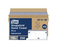 Tork Singlefold Hand Towels H3 Advanced Embossed 15x250 Sheets Blue (Pack of 3750) 290186