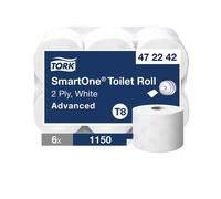 Tork SmartOne Toilet Roll 2-Ply Hygiene White 1150 Sheets T8 (Pack of 6) 472242