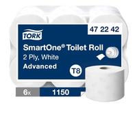 Tork Smartone Toilet Roll White T8, Advanced, 2-Ply, 6 X 1150 Sheets, 472242