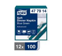 Tork Soft Blue/Green 3 Ply Dinner Napkin 39cm (12 x 100)