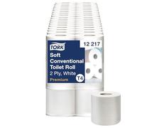 Tork Soft Conventional Toilet Paper Roll White T4, Premium, 2-ply, 72 x 198 Sheets, 12217