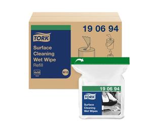 Tork Surface Cleaning Wet Wipes Refill White W15, Removes Oil and Dirt, 4 x 58 wipes, 190694