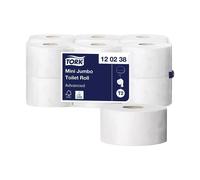 2 Ply white 200mtr Mini Jumbo Toilet roll x 12 80MM Core
