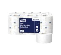 2 Ply white 200mtr Mini Jumbo Toilet roll x 12 80MM Core