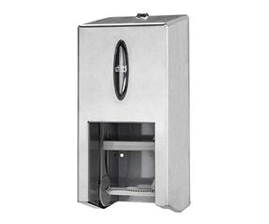Tork Twin Coreless Mid-size Toilet Paper Roll Wall Mounted Dispenser Stainless Steel T7, High Capacity, 472019