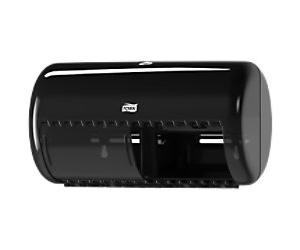 Tork Twin vertical T4 Toilet Paper Dispenser Plastic Lockable Manual Black