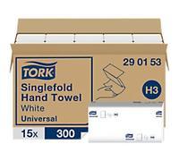 Tork Universal Paper Hand Towels V-fold White 2 Ply Pack of 15 Pieces of 300 Sheets