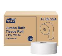 Tork Universal TJ0922A Jumbo Bath Tissue Roll, 2-Ply, 8.8" Dia, 3.55" Width x 1,000' Length, White (Case of 12 Rolls, 1,000 per Roll, 12,000 Feet)