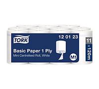 Tork Wiping Paper M1 Rolled White 1 Ply Recycled 100% 120123 11 Rolls of 310 Sheets