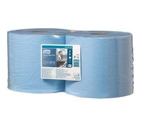 Tork 130052 Wiping Paper Plus Combi Roll / Wiping Paper Rolls Suitable for W1 and W2 Wipers System Dispensers / Extra Strong Paper Towel Roll / Blue / 2 x 255m / Ø 26.2cm