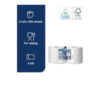 Tork Wiping Paper Plus Combi Roll - White - 2 Rolls of 500 Sheets