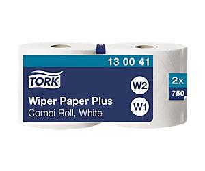 Tork Wiping Paper W1, W2 2 Ply Rolled White 2 Rolls of 750 Sheets